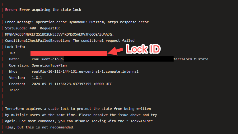 Lock ID Error Message